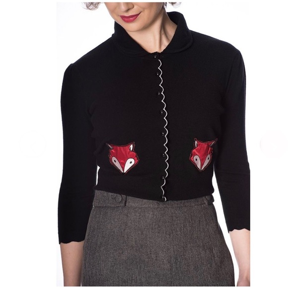 Banned Retro Foxy Scallop Cardigan Black - Picture 3 of 16